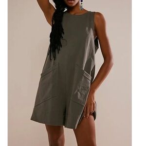 FREE PEOPLE Elliot Romper Wrought Iron Gray One Piece Jumper Outfit FP Beach